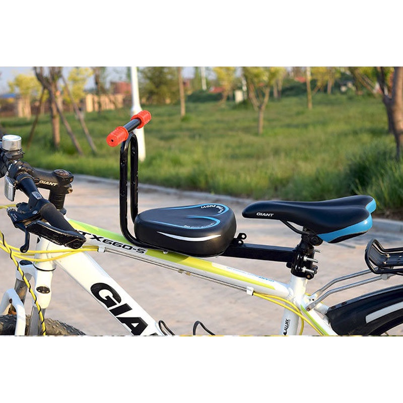 Ghế trẻ em có thể tháo rời phía trước xe đạp với tay vịn và bàn đạp