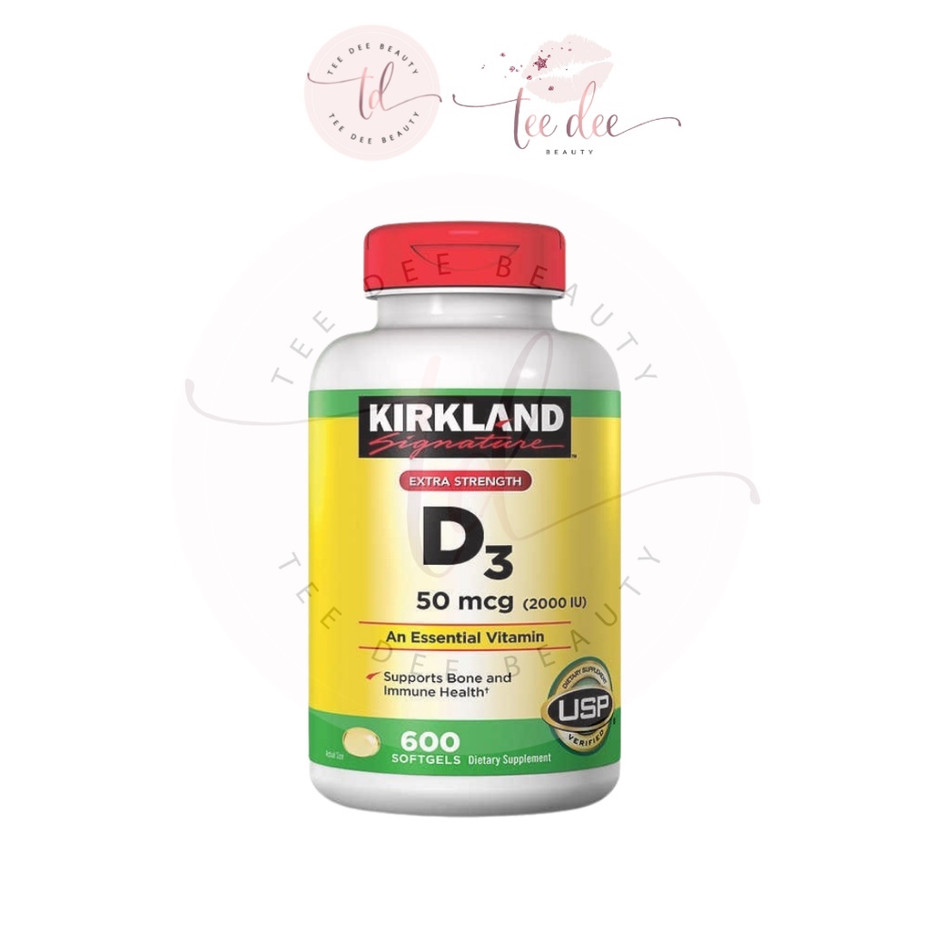 Viên uống bổ sung dạng nang mềm Vitamin D3 Kirkland Signature Vitamin D3 2000IU 600 viên