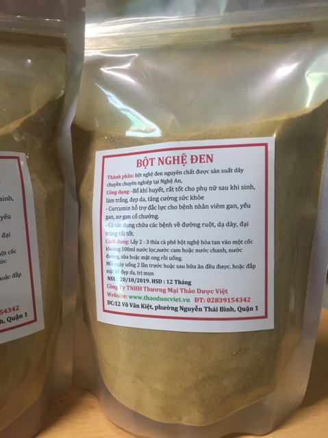 500g Bột nghệ đen Nghệ An nghiền mịn tốt cho dạ dày hàng công ty Thảo Dược Việt