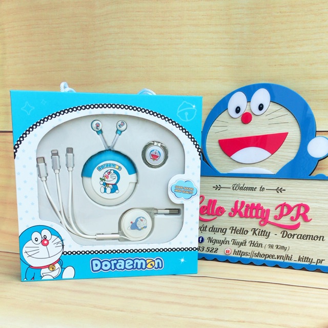 SET DÂY SẠC 3IN1+TAI NGHE+RING DORAEMON DOREMON