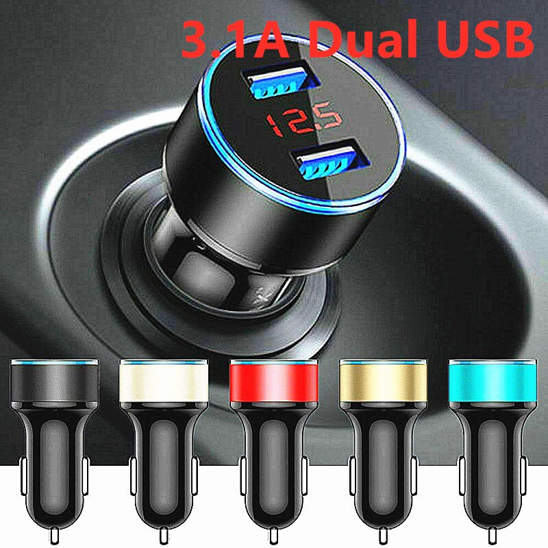 Tẩu sạc điện thoại ô tô (PK168) sạc điện thoại xe hơi 2 cổng USB có báo đèn LED