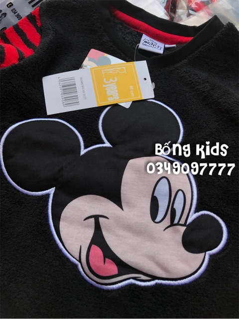Bộ Lông Bé Trai Mickey Kẻ Ngang Đỏ Đen