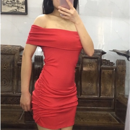Đầm body trễ vai bệt vai MPB hàng loại 1 chất bozip dày dặn
