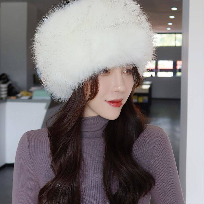Mũ trùm đầu lông cáo nhân tạo dày giữ ấm thời trang thu đông độc đáo
