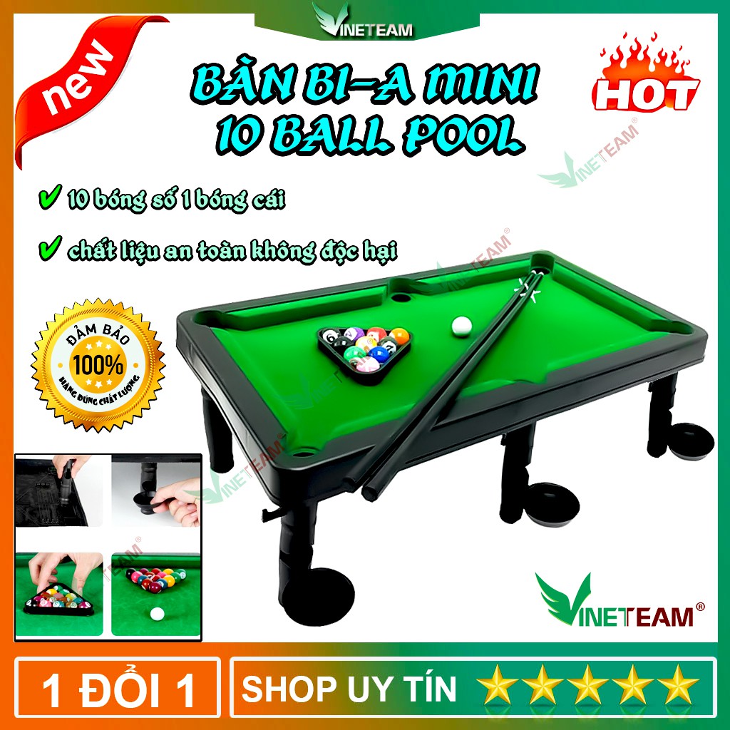 Bi a Mini mặt bàn bằng Nỉ có Hộp đựng - Kích thước bàn 10*24*44cm - Bi có đánh số từ 1 đến 10 -dc4532