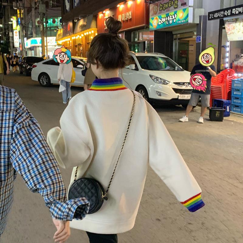 MỚI Áo hoodie tay dài cổ cao dáng rộng phong cách Hàn Quốc