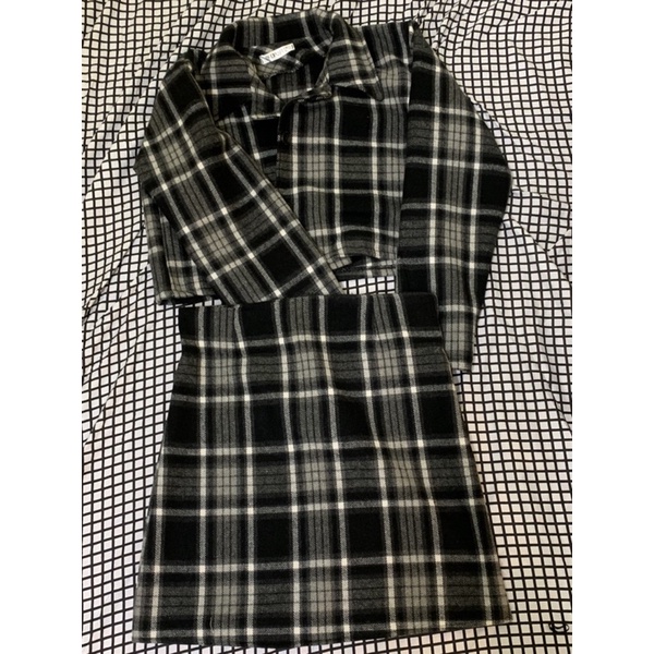 Pass set dạ kẻ đen