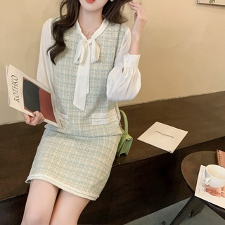 Long Sleeve Short Plaid Dress