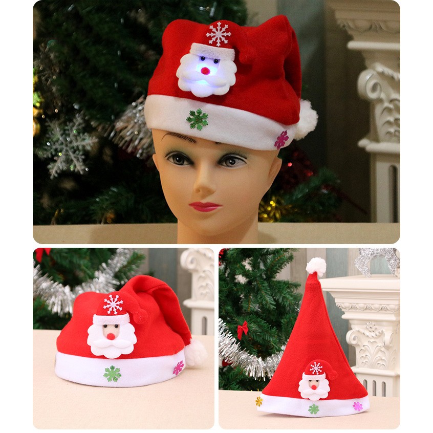 [ HCM ] Nón Noel hoạ tiết đáng yêu - CÓ ĐÈN LED