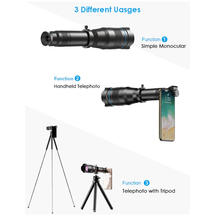 Ống kính,lens apexel tele 60x,chụp ảnh siêu xa,siêu zoom dành cho điện thoại