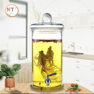 Bình ngâm rượu thủy tinh trơn không hoa văn 8 lít ( có van & không van )