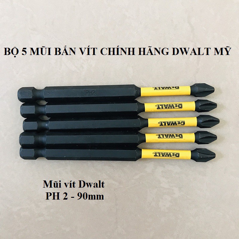 Bộ 5 Mũi Vít DeWalt Có Từ Ph2 Nhập Mỹ