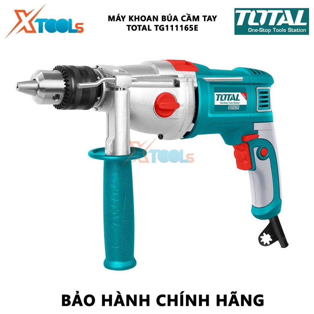 Máy khoan búa cầm tay TOTAL TG111165E công suất 1050w, tốc độ 3000 rpm, khả năng khoan 16mm, đầu khoan bằng nhôm 3-16mm