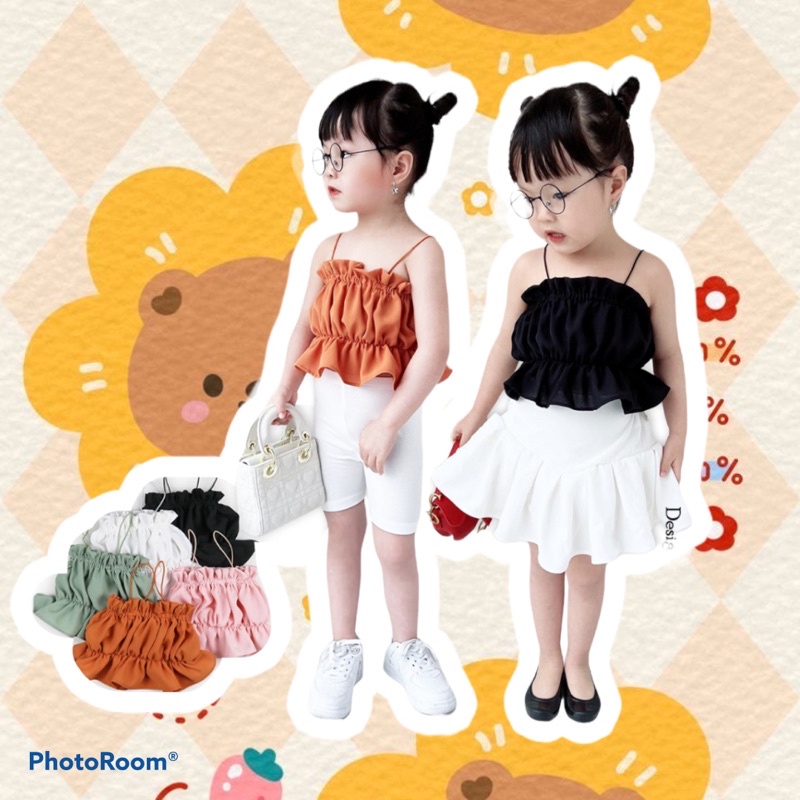 áo hai dây croptop cho bé gái