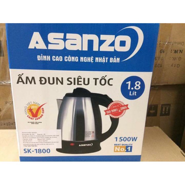 Ấm đun siêu tốc  Asanzo SK-1800 (INOX) new 04112018