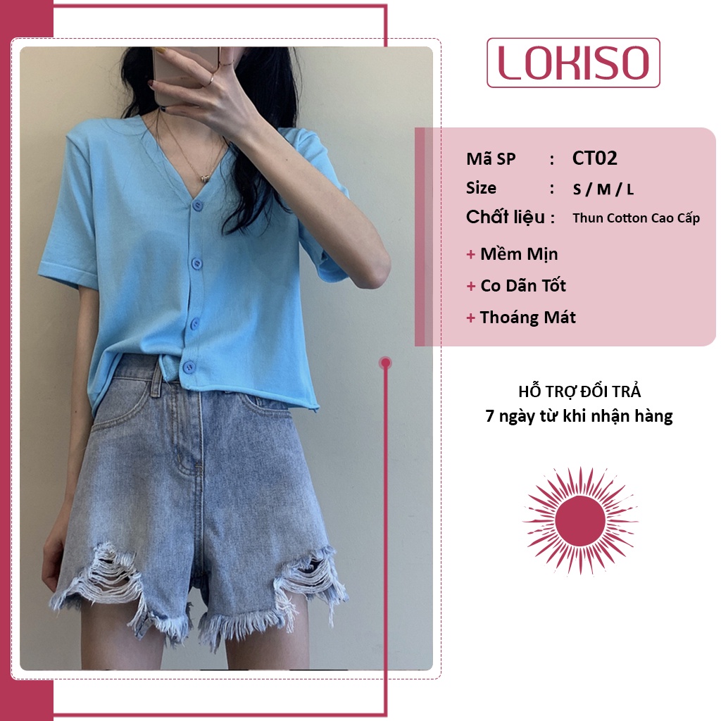 Áo croptop nữ form rộng cổ v tay ngắn ulzzang đẹp bigsize LOKISO CT02