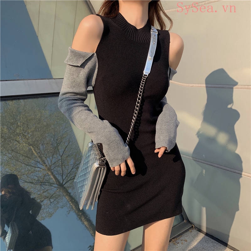 Áo dài tay / đầm ôm dáng thời trang quyến rũ cho nữ