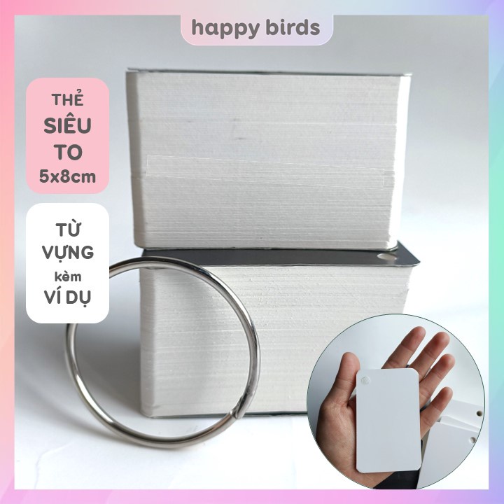 Thẻ học từ vựng flashcard dạng bìa dày size to học từ vựng tiếng Anh, tiếng Hàn, tiếng Trung, tiếng Nhật