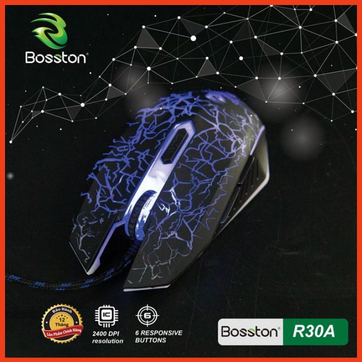 Chuột Máy Tính Có Dây Bosston R30A LED 7 Màu Chơi Game Dùng Văn Phòng Độ Bền Cao