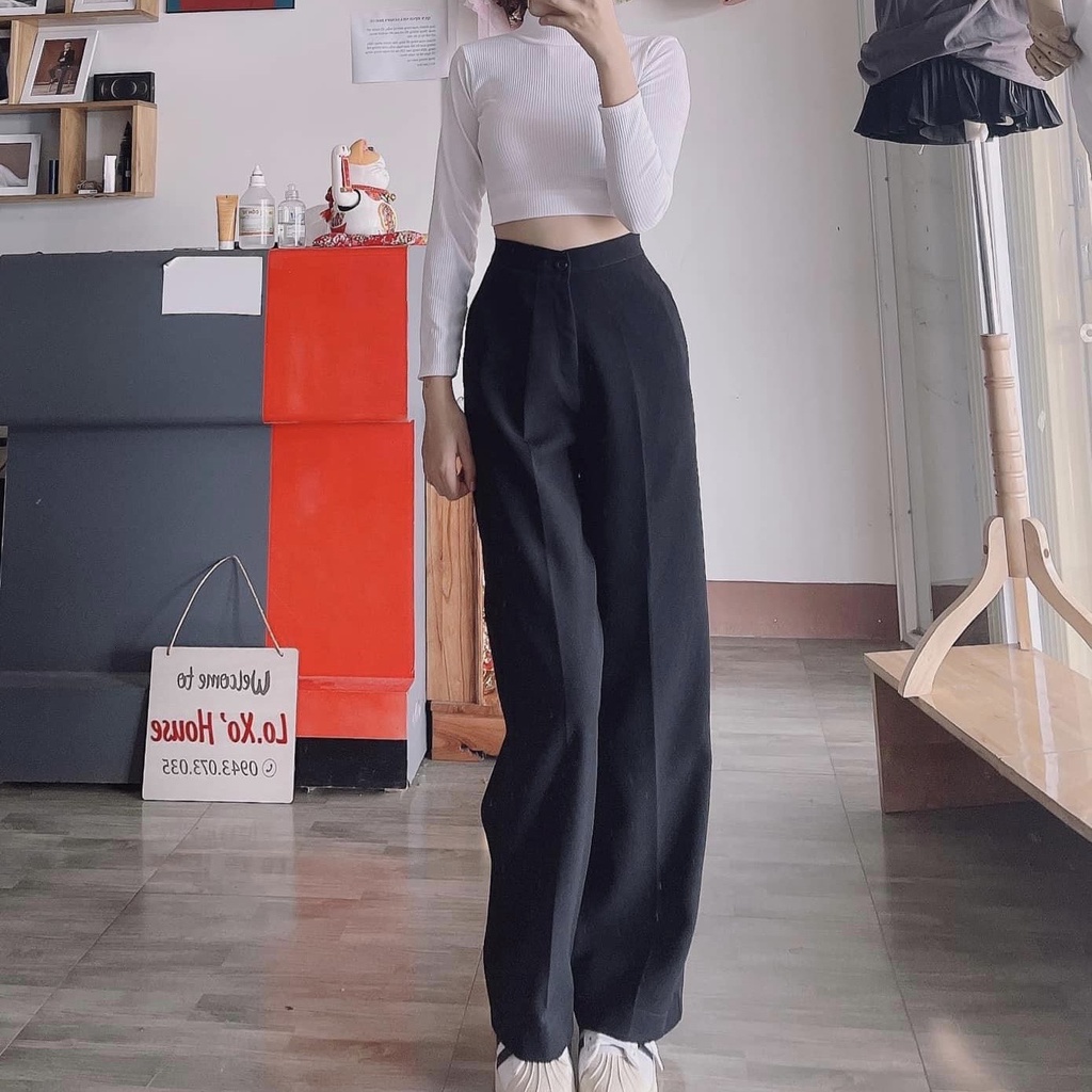 Quần vải suông chất tuyết mưa dày dặn