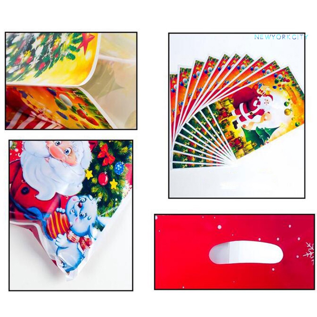 Set 10 Túi Đựng Kẹo Dùng Một Lần Họa Tiết Giáng Sinh Dễ Thương