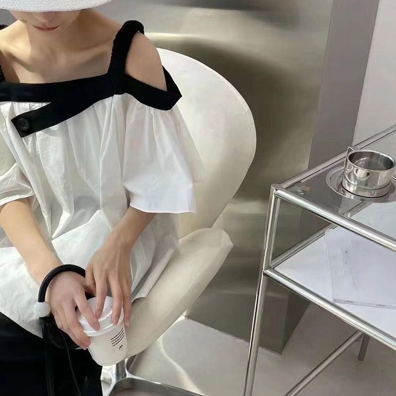 Áo Kiểu Trễ Vai Màu Trơn Phong Cách Hàn Quốc Thời Trang Mùa Hè Mới 2022