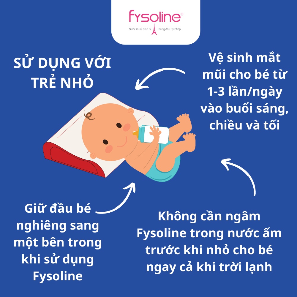 Nước muối sinh lý Fysoline nhập khẩu Pháp vệ sinh mắt, mũi, miệng cho bé (Hộp hồng 40 ống x5ml)