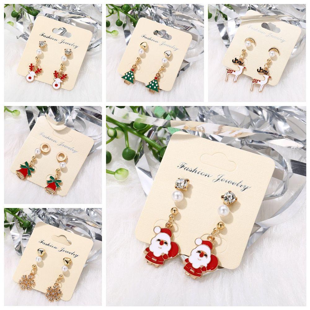 Đôi Khuyên Tai Kim Loại Hình Tuần Lộc Giáng Sinh Thời Trang Cho Nữ|Vòng Đeo Tay Họa Tiết Giáng Sinh