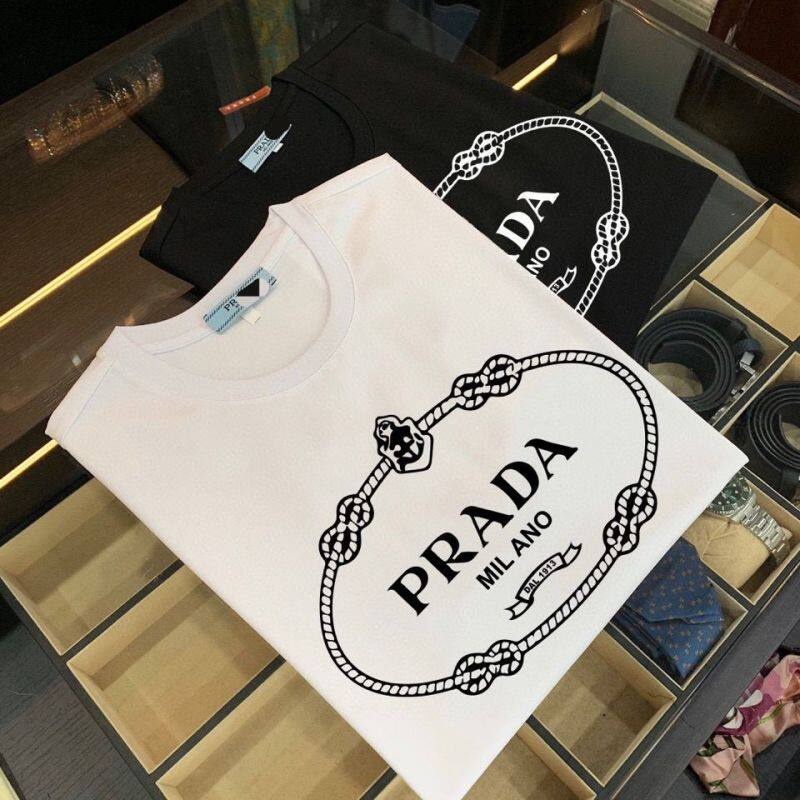 Áo Thun Prada 22 Ngắn Tay Chất Lượng Cao Thời Trang Châu Âu Cho Nam Nữ