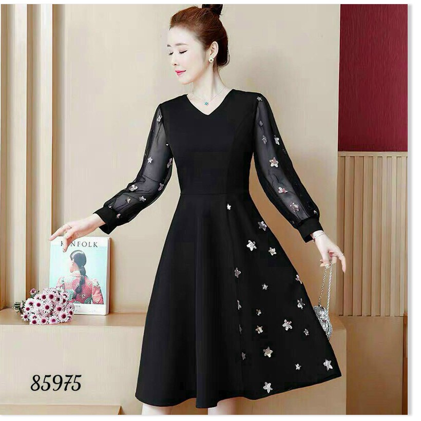 ĐẦM XÒE UMI TAY DÀI PHỐI LƯỚI SAO VÔ CUNG XINH XẮN THỜI TRANG MỚI KME