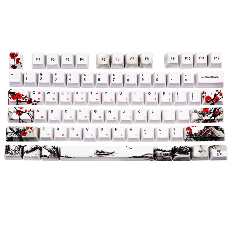 Nút bàn phím máy tính 110 phím PBT OEM in hình hoa mận phong cách Hàn Quốc/ Nhật Bản