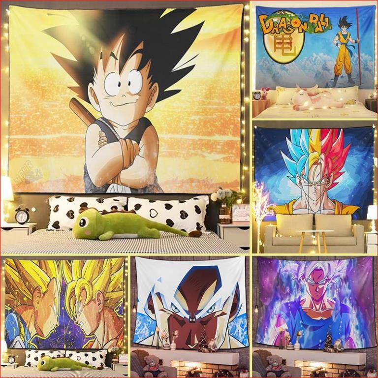 Thảm treo tường trang trí phòng ngủ - Tranh vải decor vintage, in hình theo yêu cầu. MSP : Dragonball 21