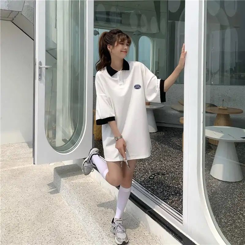 Áo polo Tay Ngắn Dáng Rộng Thiết Kế Mới Thời Trang Dành Cho Nữ