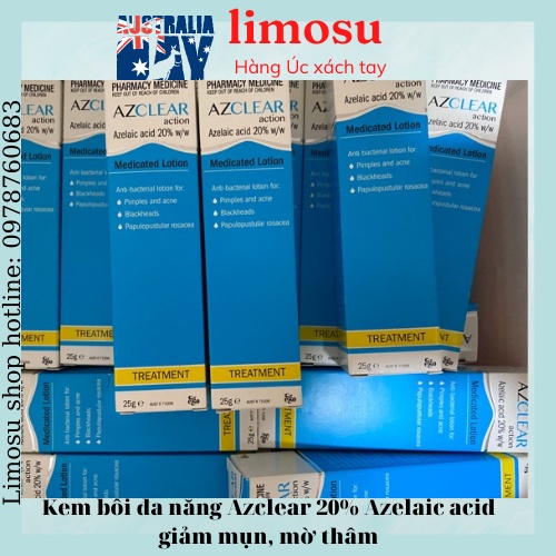 Kem bôi đa năng Azclear 20% Azelaic acid giảm mụn, mờ thâm