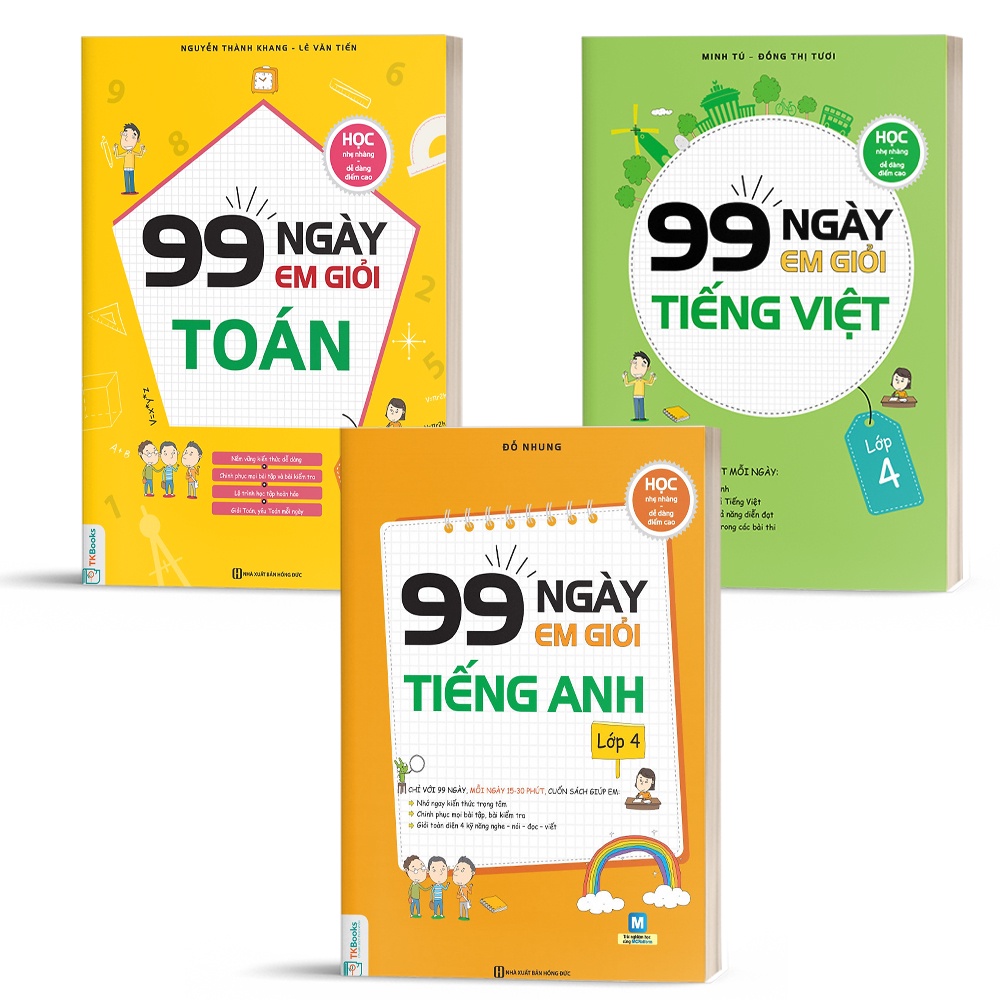 Sách - Combo 99 Ngày Em Giỏi Môn Toán - Tiếng Việt - Tiếng Anh lớp 4