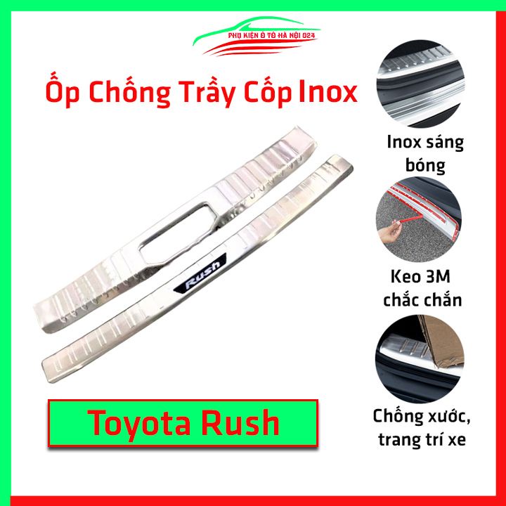 Ốp chống trầy cốp Toyota Rush inox sáng bóng