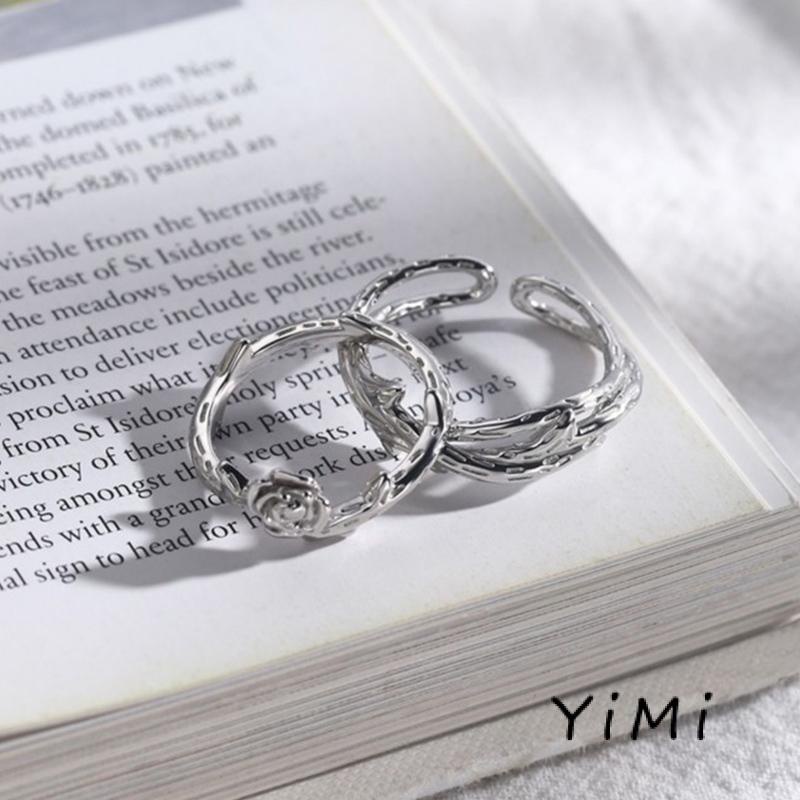 （1 cặp）  Nhẫn Hở Hình Hoa Hồng 3D Sáng Tạo Có Thể Điều Chỉnh Dành Cho Cặp Đôi