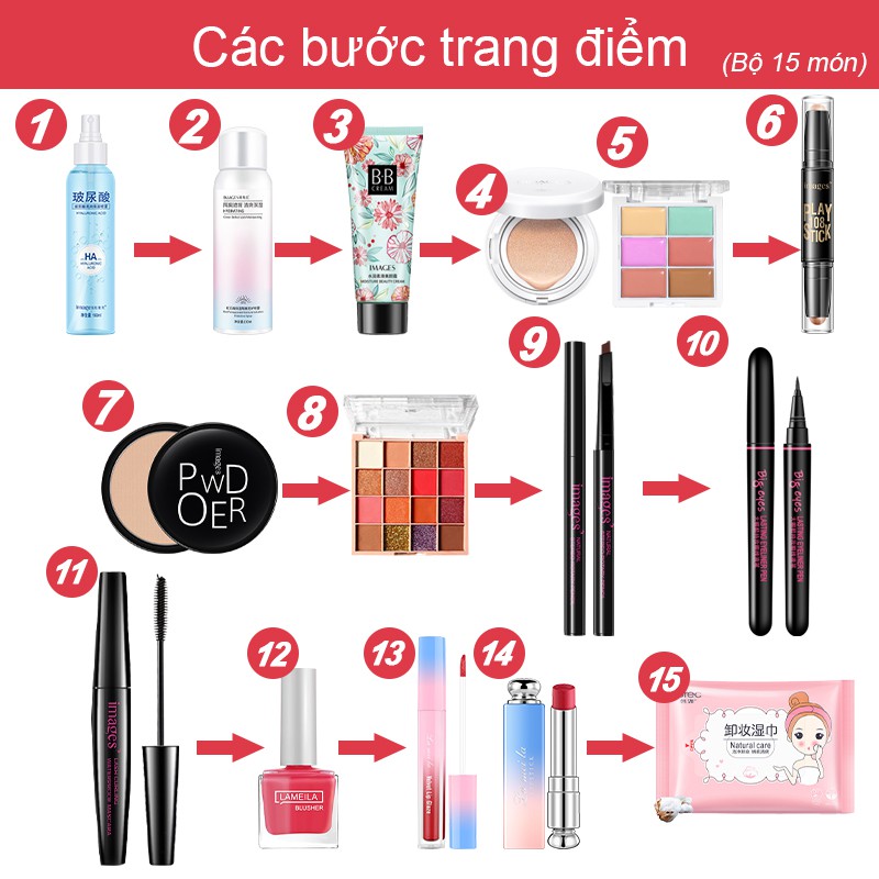  Bộ trang điểm 15 món cao cấp-URBXXM-T15+URB6SZX-01