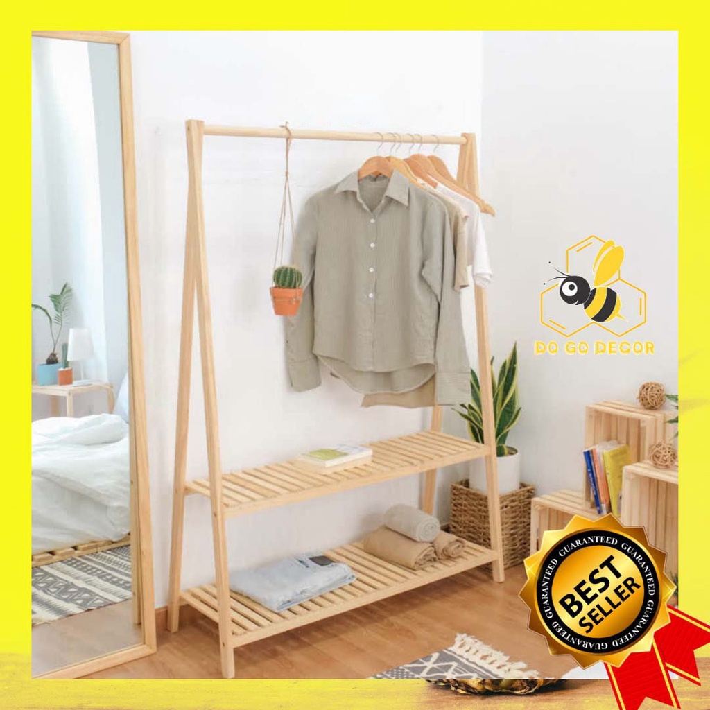 🔥[⚡NOWSHIP⚡]🔥Giá Treo Quần Áo Chữ A 2 Tầng Gỗ Thông Lăp Ghép Cao Cấp - Mặt Nan đẹp - Bảo Hành 1 năm 1 đổi