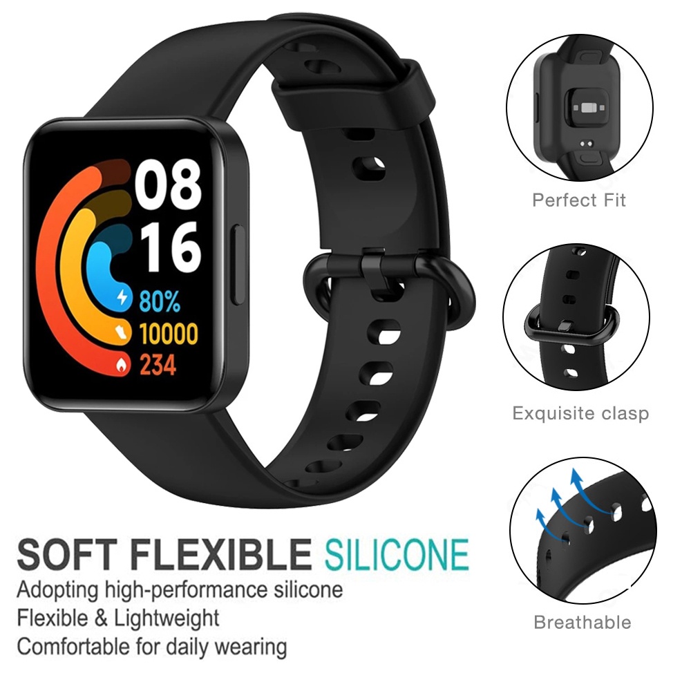 Dây Đeo Thay Thế Bằng Silicone Cho Đồng Hồ Thông Minh Mi Watch Lite 2 Redmi Watch 2 Lite Ốp