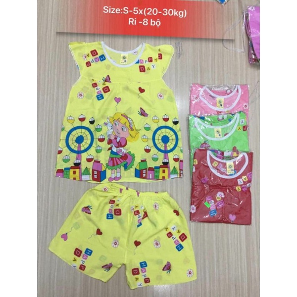 Đồ Bộ Lanh Bé Gái Size Lớn Cộc Tay Tôn ( Tole )