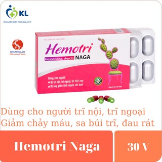 Viên Uống Hemotri NAGA- dùng cho người trĩ nội, trĩ ngoại và suy Tĩnh mạch, táo bón gây chảy máu