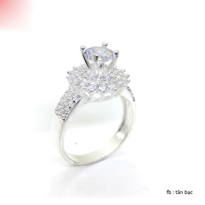 Nhẫn bạc s925 đính đá lấp lánh , viên đá chủ 5li tạo điểm nhẫn của chiếc nhẫn xinh của minh