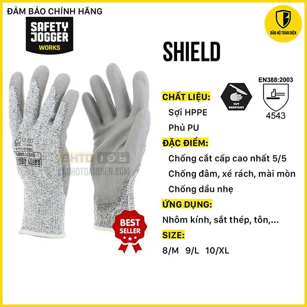 (CHÍNH HÃNG) Găng tay chống cắt cấp độ 5 Safety Jogger Shield