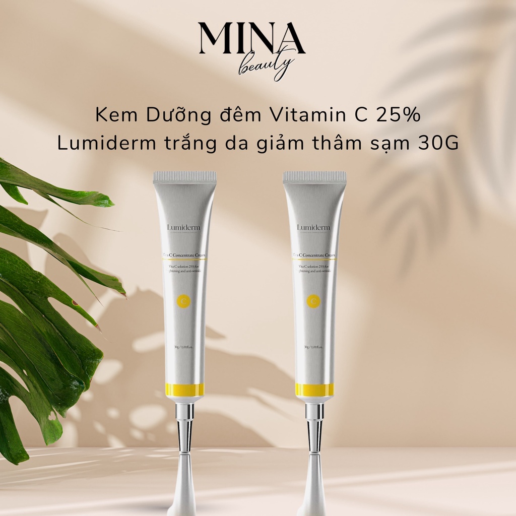 Kem đêm Vitamin C 25% Lumiderm dưỡng trắng da giảm thâm sạm kem dưỡng Lumiderm 30g MINA BEAUTY