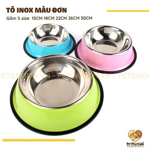 TÔ INOX MÀU ĐƠN DÀNH CHO CHÓ MÈO