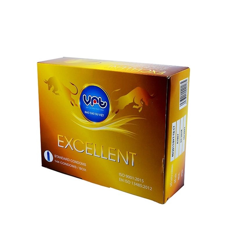 Bao cao su VRT Excellent mỏng trơn hộp 144 cái