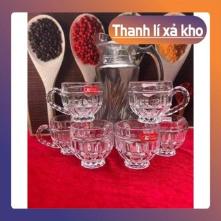 Bộ 6 cốc có quai thủy tinh pha lê