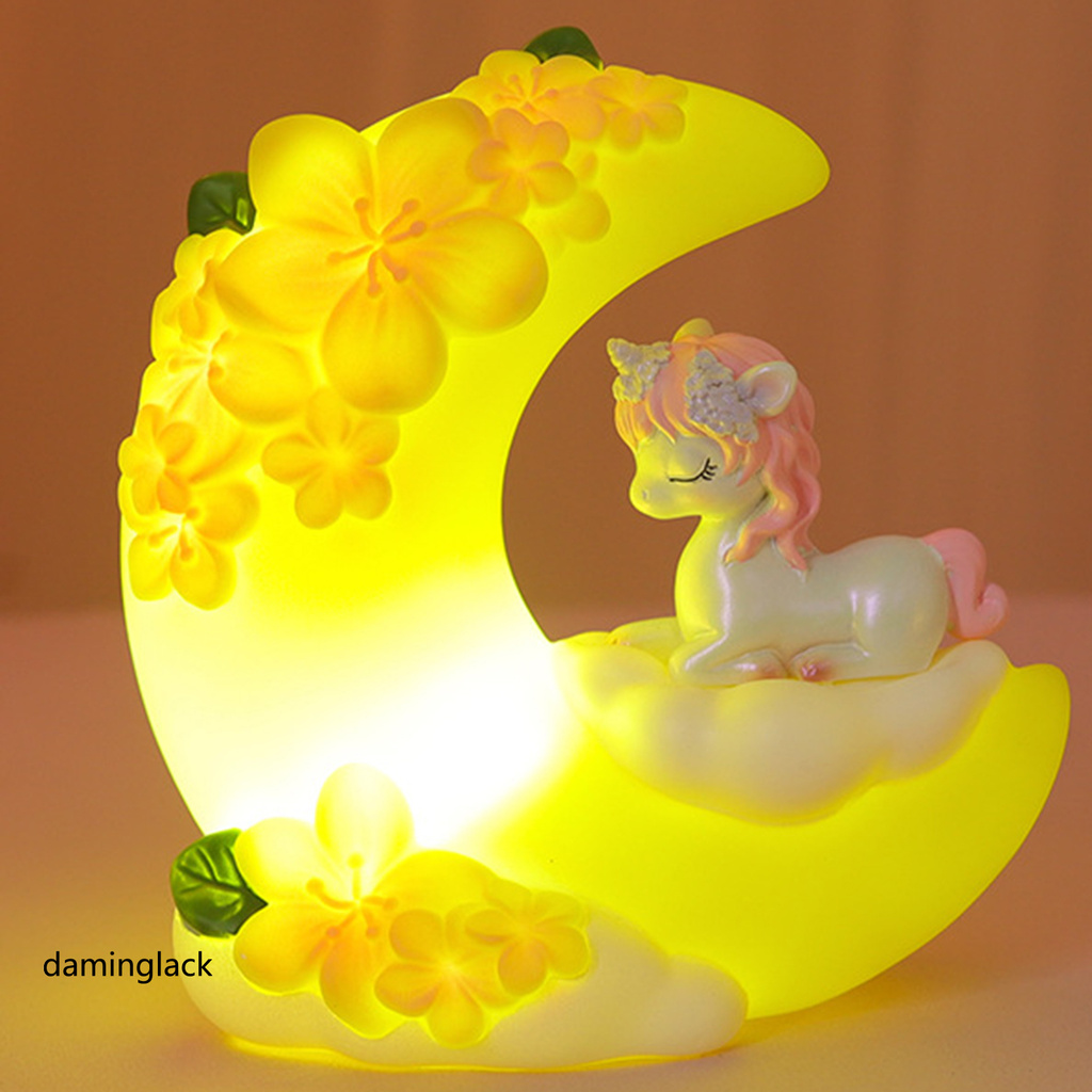 daminglack Cute Moon Cartoon Horse Girl Kids Gift LED Night Light Home Bedroom Ornament