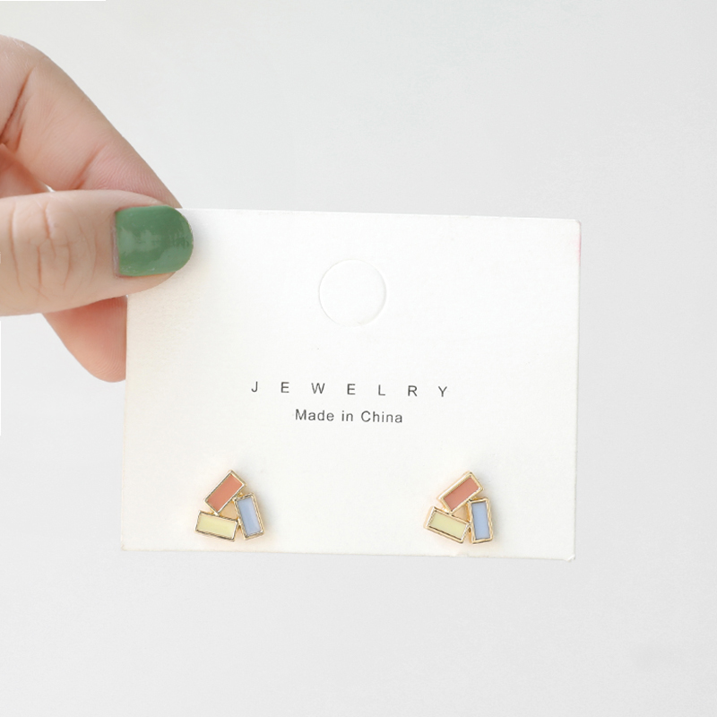 Korean Tremella Rivets Dongdaemun New Fashion Simple Candy Color Geometric Triangle Stud Earrings Ear Clip